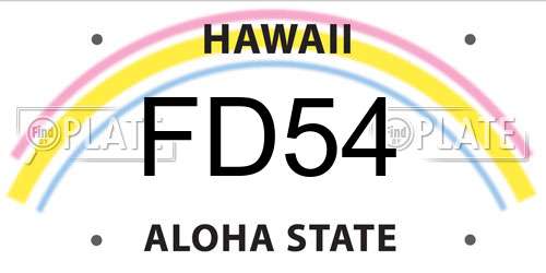 FD54 Hawaii License Plate