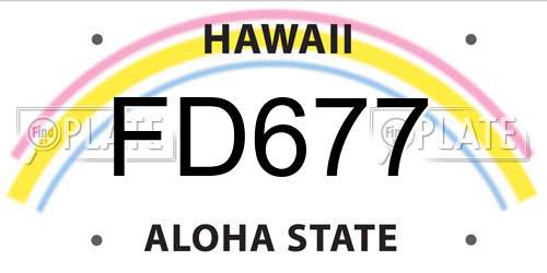 FD677 Hawaii License Plate