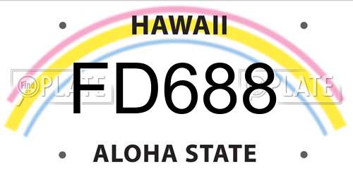 FD688 Hawaii License Plate
