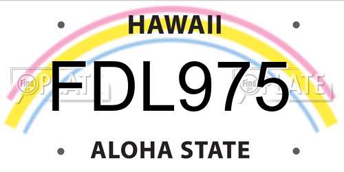 FDL975 Hawaii License Plate