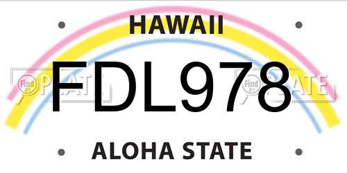 FDL978 Hawaii License Plate