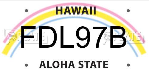 FDL97B Hawaii License Plate