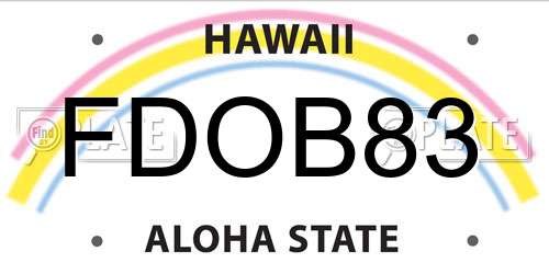 FDOB83 Hawaii License Plate