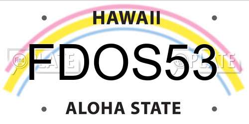 FDOS53 Hawaii License Plate