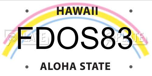 FDOS83 Hawaii License Plate