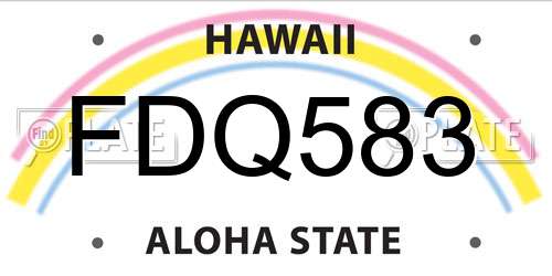 FDQ583 Hawaii License Plate