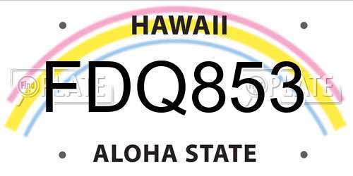 FDQ853 Hawaii License Plate