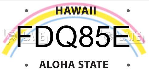 FDQ85E Hawaii License Plate