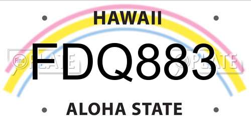 FDQ883 Hawaii License Plate
