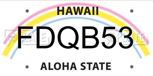 FDQB53 Hawaii License Plate
