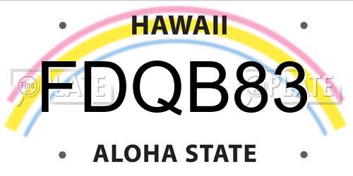 FDQB83 Hawaii License Plate