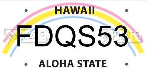 FDQS53 Hawaii License Plate