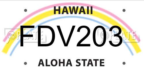 FDV203 Hawaii License Plate