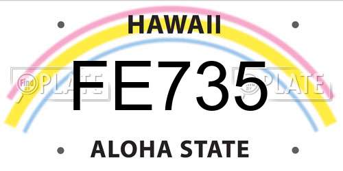 FE735 Hawaii License Plate