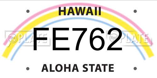 FE762 Hawaii License Plate