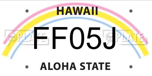 FF05J Hawaii License Plate