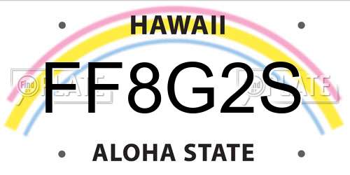 FF8G2S Hawaii License Plate