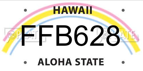 FFB628 Hawaii License Plate