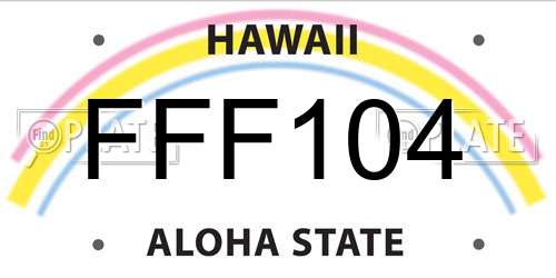 FFF104 Hawaii License Plate