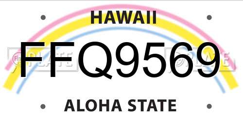 FFQ9569 Hawaii License Plate