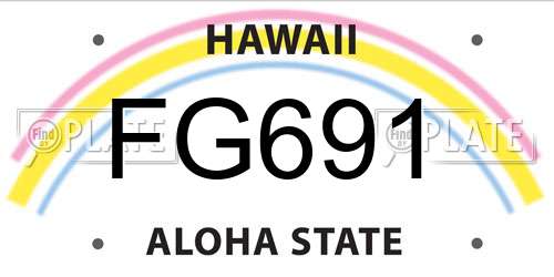 FG691 Hawaii License Plate