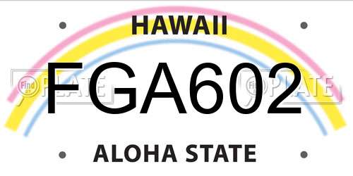 FGA602 Hawaii License Plate
