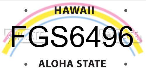 FGS6496 Hawaii License Plate