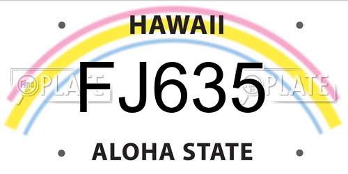 FJ635 Hawaii License Plate