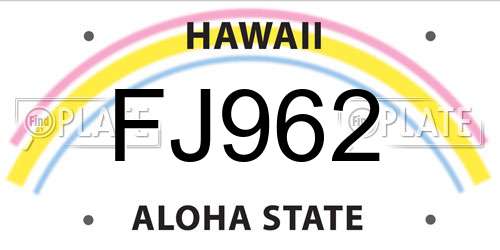 FJ962 Hawaii License Plate