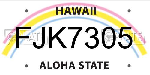 FJK7305 Hawaii License Plate