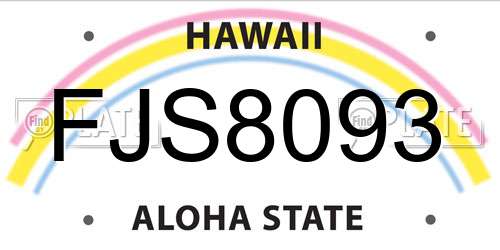 FJS8093 Hawaii License Plate