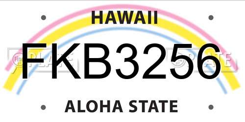 FKB3256 Hawaii License Plate