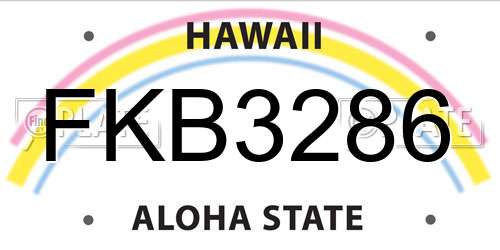 FKB3286 Hawaii License Plate