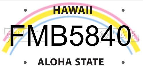 FMB5840 Hawaii License Plate
