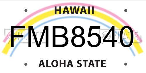 FMB8540 Hawaii License Plate