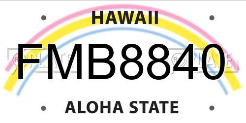 FMB8840 Hawaii License Plate