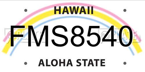 FMS8540 Hawaii License Plate