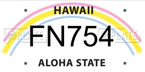 FN754 Hawaii License Plate