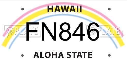 FN846 Hawaii License Plate