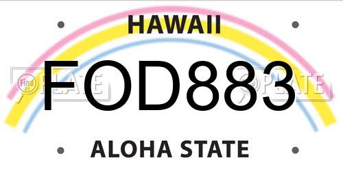 FOD883 Hawaii License Plate