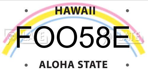 FOO58E Hawaii License Plate