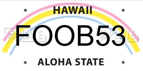 FOOB53 Hawaii License Plate