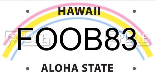 FOOB83 Hawaii License Plate