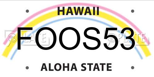 FOOS53 Hawaii License Plate