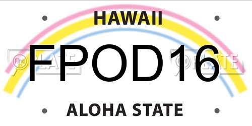 FPOD16 Hawaii License Plate