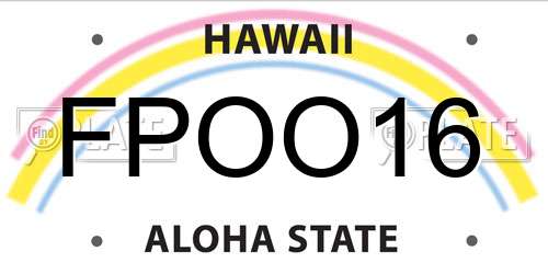 FPOO16 Hawaii License Plate