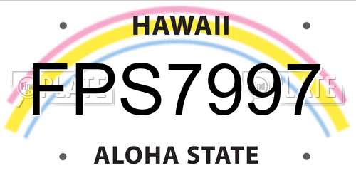 FPS7997 Hawaii License Plate