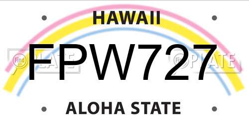 FPW727 Hawaii License Plate