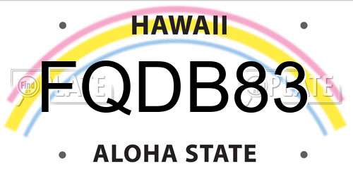 FQDB83 Hawaii License Plate