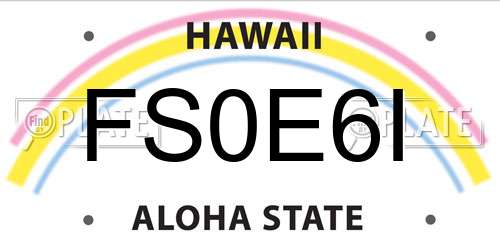 FS0E6I Hawaii License Plate